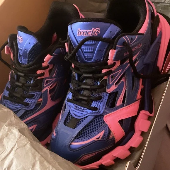 Balenciaga Shoes Blue And Pink Balenciaga Track Runners 2s